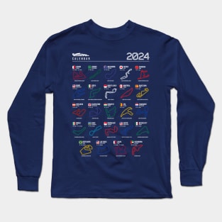 Calendar 2024 Formula Racing Tracks (Colors) Long Sleeve T-Shirt